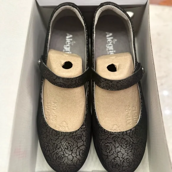 Alegria Flair Pewter Florette Mary Jane Wedge Pumps Women's Size 12/EU 42